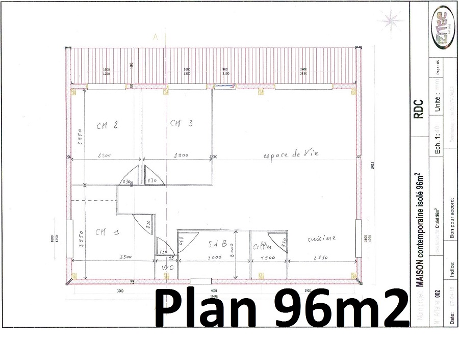 plan maison 96m2